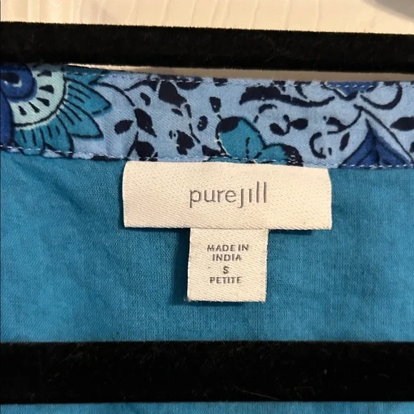 J. JILL Small Petite Sleeveless Blue Paisley Maxi Dress Floral Lined V-Neck - Picture 3 of 13